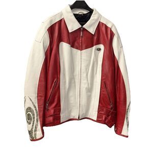 Hein Gericke Women Leather Biker Jacket Motorcycle Jacket DelMar 14 Red White